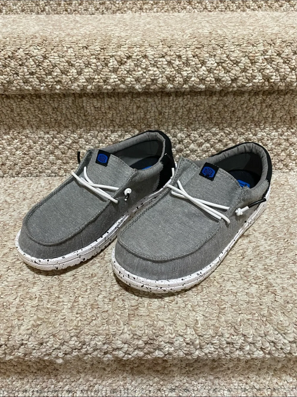 Hey Dude - Wally Funky Slatter - Grey Slip-On Shoe with Black/Grey Speckled Sole